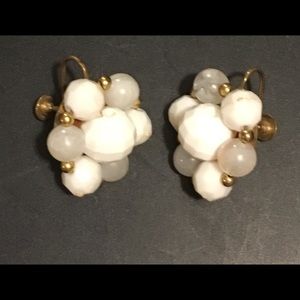 Vintage Cluster Faux Pearl Earrings.